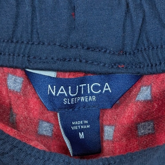 Nautica Cozy Fleece Plaid Pajama Pants Men's‎ Medium Sleepwear Red Navy Cozy New - Picture 2 of 7
